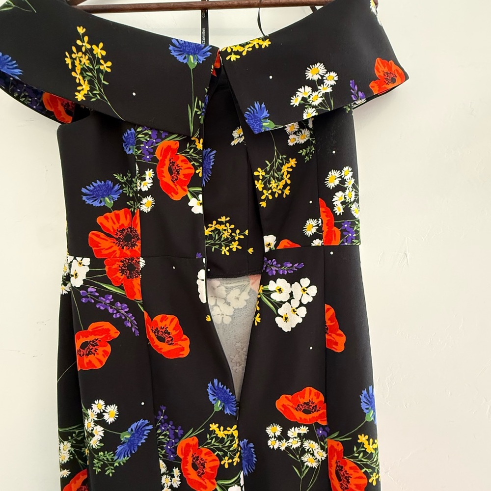 Calvin Klein Black Off-Shoulder Floral sheath Dress | cocktail floral dress 10 - Picture 8 of 10